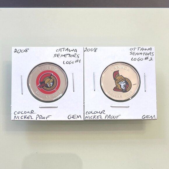 2008 Ottawa Senators Nickel Proof Coloured Logos 1 & 2 Loons! - Picture 1 of 16